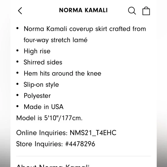 Norma Kamali NWT Diana shirred knee length skirt silver lame S. - Picture 6 of 6